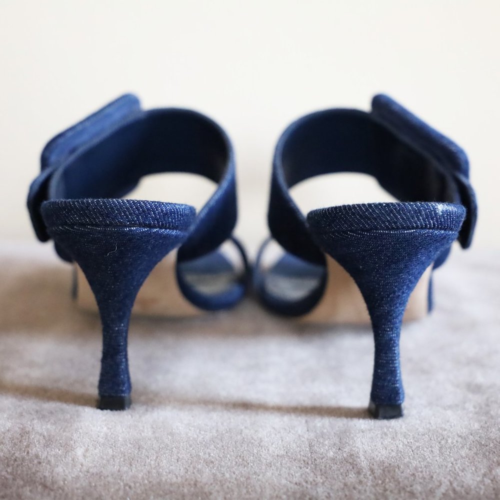 SOLD! Manolo Blahnik Denim Sandal Heel with Buckle - Picture 6 of 10